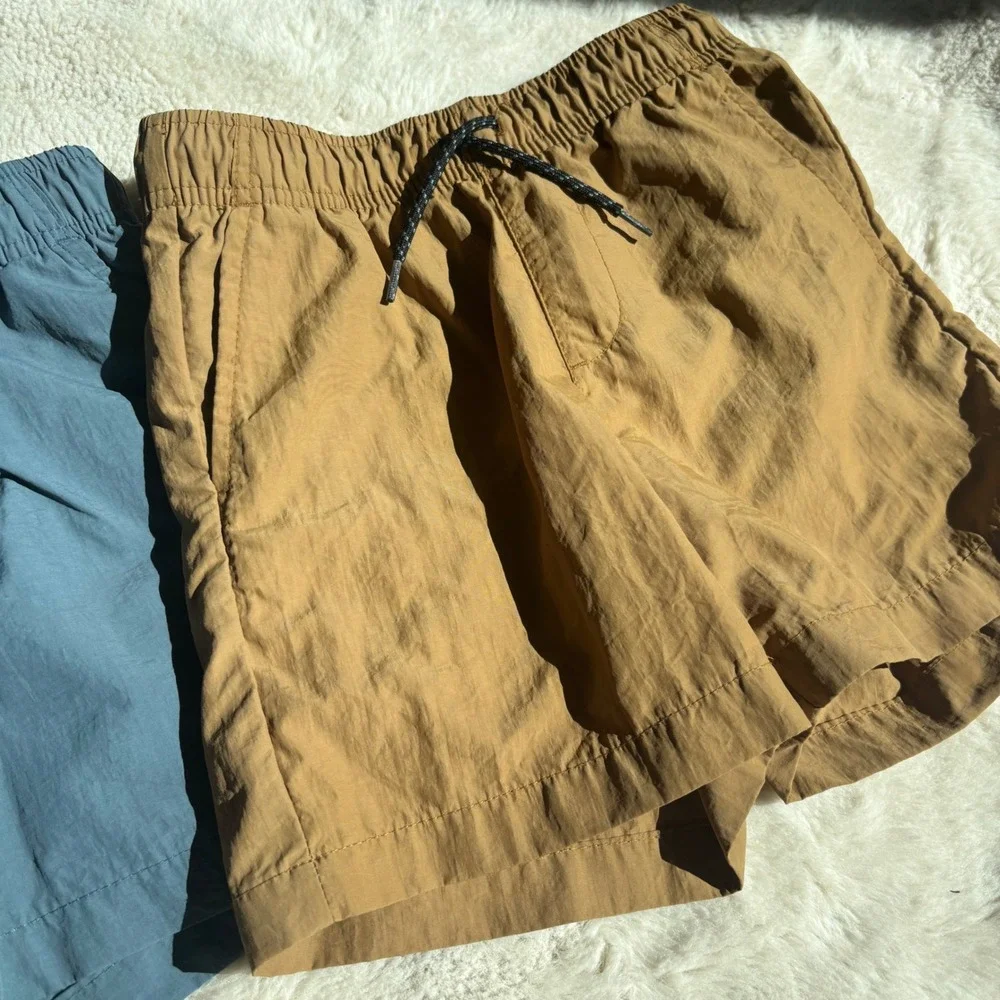 Old Navy Quick Dry Dock Shorts Kids Size S 6-7 Blue Tan 2 Pack Excellent
